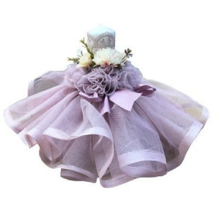 Lumanare de botez, cu dantela, lila, 28 cm