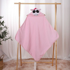 Prosop bebe cu gluga, bumbac fin si absorbant, animalut brodat pe capison, 86*86 cm, Pisicuta cu fundita - Img 2