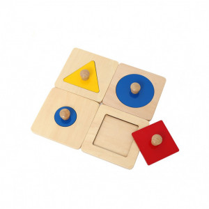 Set 4 puzzle Montessori cu maner Forme Geometrice