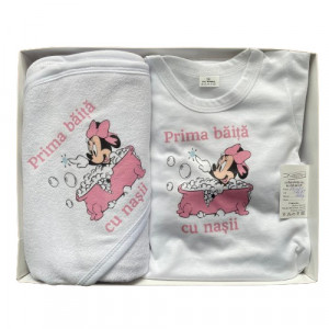 Set prima baita, Minnie in cadita, roz, 3 piese, en gros