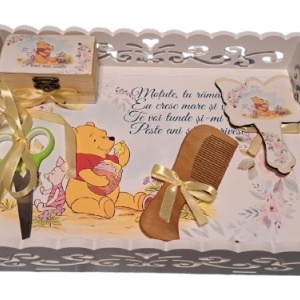 Tavita de mot, material MDF, cu margini dantelate, 33x24 cm,Winnie The Pooh