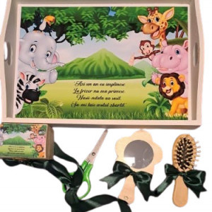 Tavita de turta, Jungla, realizata pe tavita vopsita, set de 5 piese