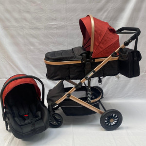 CARUCIOR 3 IN 1, MANER REVERSIBIL, CADRU ALUMINIU FOARTE USOR,SUSPENSII PE ROATA, T2-G,BURGUNDY - Img 5
