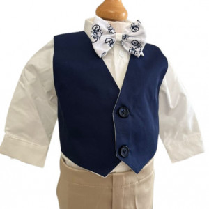 Costum de botez Grey Blu,, sezon primavara-toamna, 0-9 luni, bleumarin - Img 4