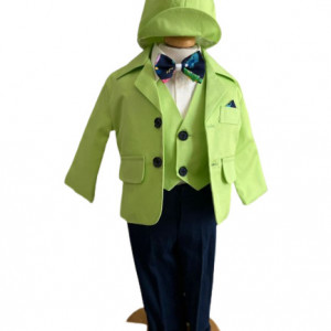 Costum de botez ,, sezon primavara-toamna, 0-9 luni,verde praz - Img 2