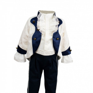 Costum pentru botez Regal, crem/bleumarin, engros - Img 3