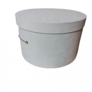 Cutie cufar rotunda din catifea pentru trusou botez