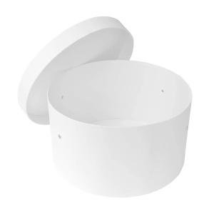 Cutie trusou alba, rotunda, diamnetru de 31 cm si inaltime de 20 cm