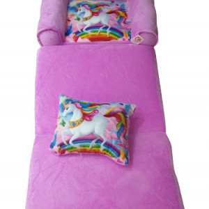 Fotoliu extensibil copii, 3 placi de burete, Unicorn, cu perna cadou - Img 3