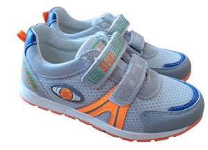 Incaltaminte sport baieti, tip adidas, exterior textil, gri - Img 2