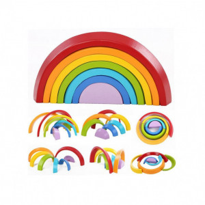 Joc lemn Montessori Curcubeu 7 piese Rainbow