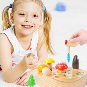 Joc lemn pescuit magnetic Mushroom Picking Toys - Img 2