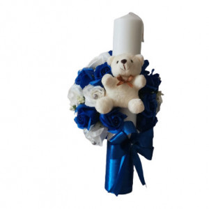 Lumanare de botez,ornament trandafiri din sapun,multicolori.HUG5