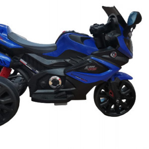Motocicleta electrica pentru copii 3-7 ani cu doua motoare, albastru