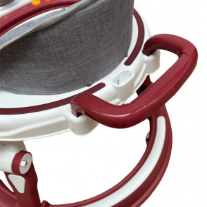 Premergator muzical, Soricel,cu baza rotunda, metalica, max 12 kg, pentru 6 luni+, burgundy - Img 4