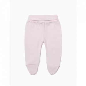 Set pantaloni bebe ,2 bucati,banta lata,alb/roz - Img 3