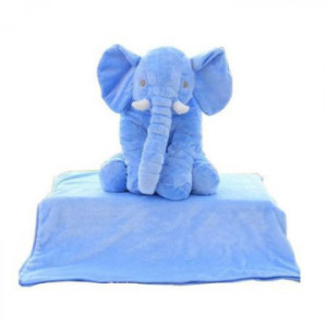 Set perna pozitionator bebe si paturica, Elefant albastru