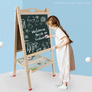 Tabla din lemn, H02 magnetica, cu 2 fete, creta si marker, inaltime maxima 131.5 cm - Img 3