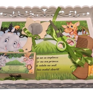 Tavita de mot, material MDF, cu margini dantelate, 33x24 cm,Jungle Party