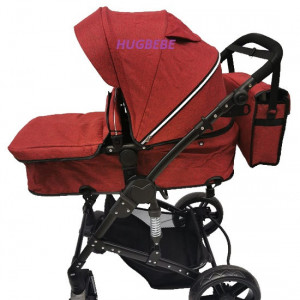 Carucior 2 in 1, reversibil, cu suspensii si geanta cadou F6 - rosu - Img 2