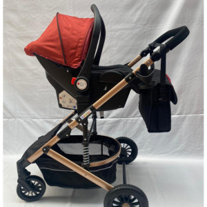 CARUCIOR 3 IN 1, MANER REVERSIBIL, CADRU ALUMINIU FOARTE USOR,SUSPENSII PE ROATA, T2-G,BURGUNDY - Img 6