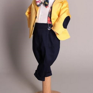 Costum clasic 5 piese Romeo , 3 si 6 luni, galben - Img 2