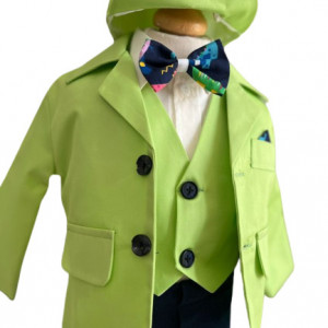 Costum de botez ,, sezon primavara-toamna, 0-9 luni,verde praz - Img 3