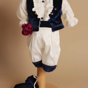 Costum Micul Marchiz – bleumarin, pantalon 3/4, 4 piese