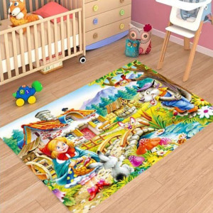 Covor copii, Scufita Rosie, antiderapant, dim 80*150 cm