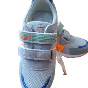 Incaltaminte sport baieti, tip adidas, exterior textil, gri - Img 3