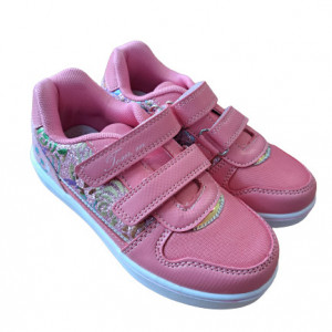 Incaltaminte sport copii, tip adidas, exterior piele ecologica, roz - Img 4