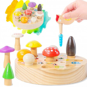 Joc lemn pescuit magnetic Mushroom Picking Toys