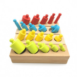Joc Montessori de Invatare, 4 seturi cilindri color din lemn - Img 4