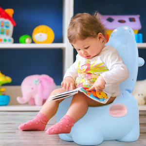 Olita pentru copii ,model Hipopotam, Plastic, Antiderapanta, 6 luni +,albastru