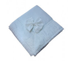 Pled Deluxe bebelusi, saten si dantela, alb, 75*75 CM