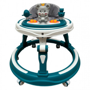 Premergator muzical, Soricel,cu baza rotunda, metalica, max 12 kg, pentru 6 luni+, verde