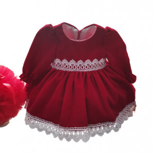 Set complet pentru botez, trusou, lumanare, cufar, rochita, rosu - Img 2