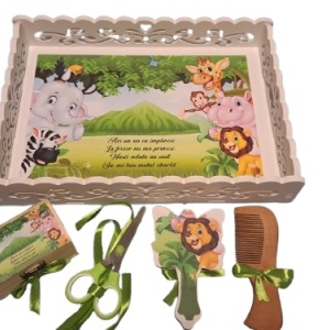Tavita de mot, material MDF, cu margini dantelate, 33x24 cm,Jungle Party