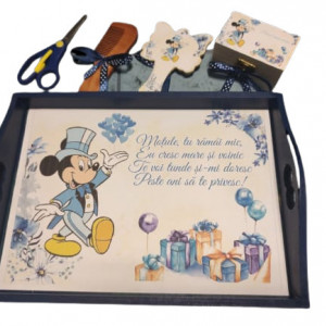 Tavita de mot,pictata,5 piese,Mickey Mouse,bleumarin