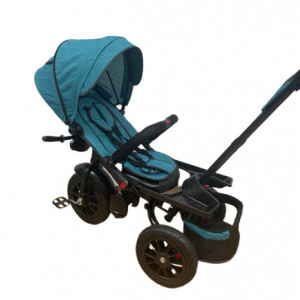 Tricicleta 5099 EVA cu pozitie de somn, scaun reversibil, roti din cauciuc, far cu lumini si muzica, verde - Img 2
