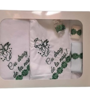 trusou de botez 6 piese cu paturica