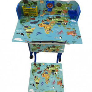 Birou cu scaun pentru copii, reglabile, cadru metalic si lemn,Continent