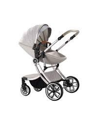 Carucior 2 in 1, cu landou anatomic, roti mari si pivotante, geanta cadou, F1, Egg Shape, gri - Img 2