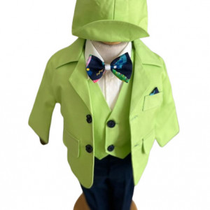 Costum de botez ,, sezon primavara-toamna, 0-9 luni,verde praz - Img 1