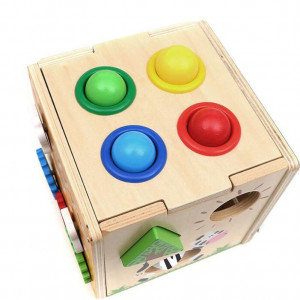 Cub lemn multifunctional 5 in 1 cu ciocanel si bile - Img 2