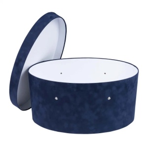 Cutie cufar de trusou pentru botez, ovala, 47x27 x19 cm, bleumarin, engros