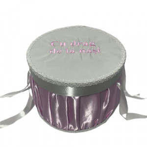 Cutie trusou pentru botez,rotunda,roz, en gros