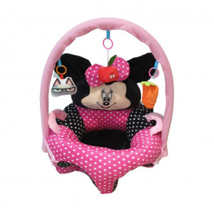Fotoliu bebe, pozitionator, cu arcada de jucarii si cotiere, Minnie buline, roz