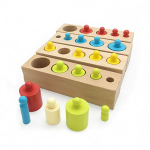 Joc Montessori de Invatare, 4 seturi cilindri color din lemn - Img 1