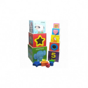 Joc Montessori Educativ Turnul 8 Din Lemn, cu Sortator de Forme - Img 2